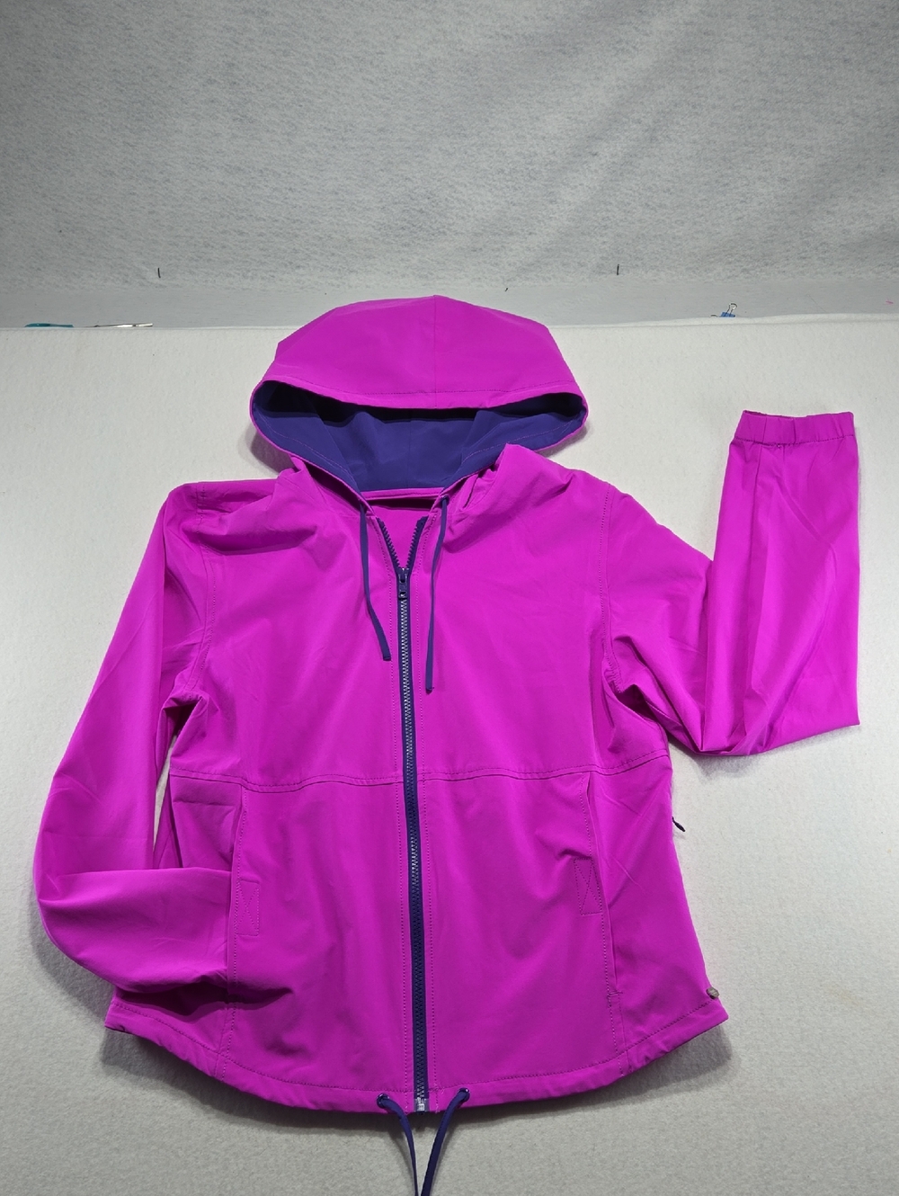Carve Designs Hooded Zip Jacket in Magenta with Purple Trim